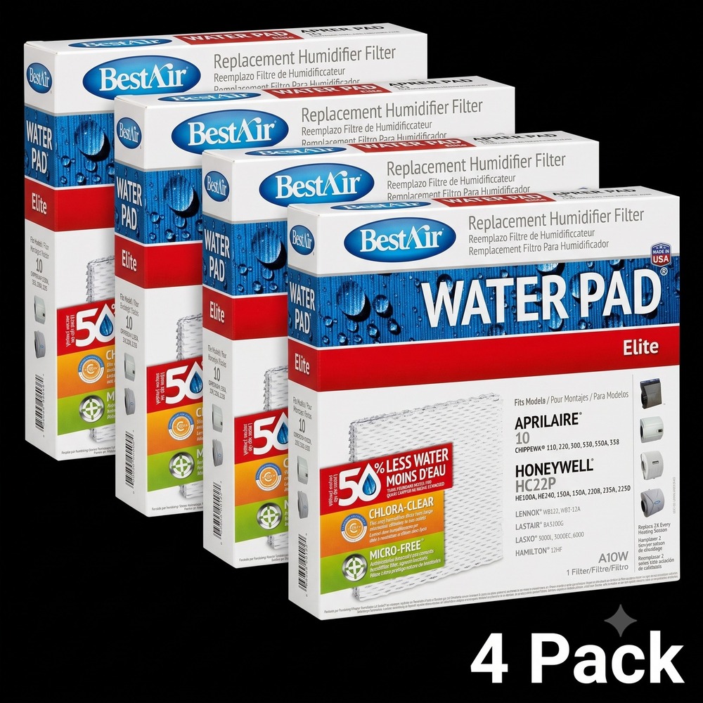 BestAir A10W Humidifier‎ Replacement Filter Water Pad Elite 4 Pack